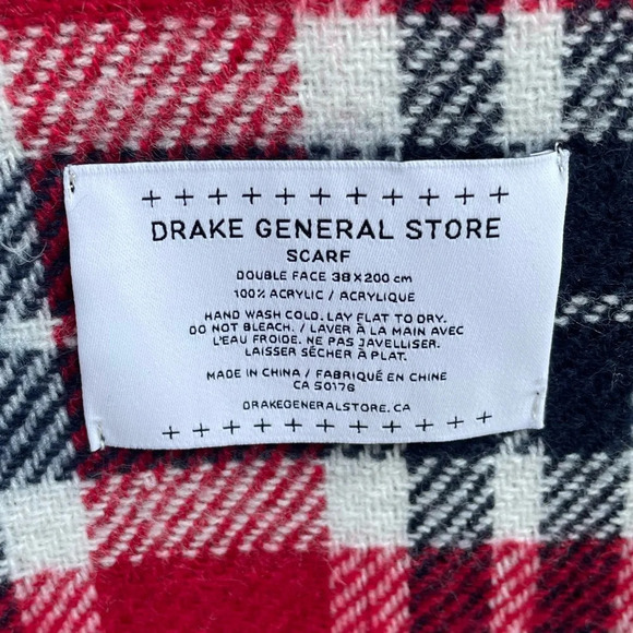 The Drake General  Store Plaid/Herringbone Tassle Scarf, BNWT - Picture 2 of 9